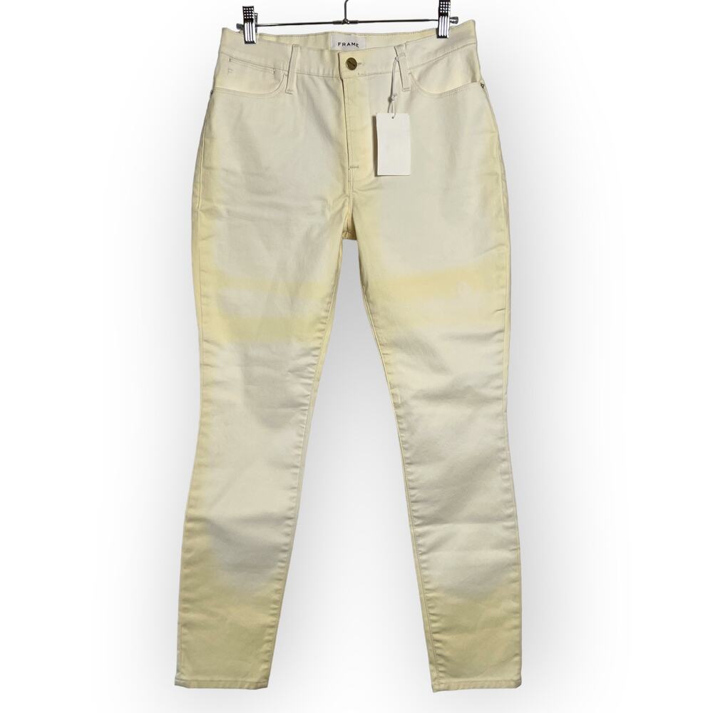 FRAME Le High Skinny Coated Jeans SIZE 28 Yellow Tie Dye Denim NWT